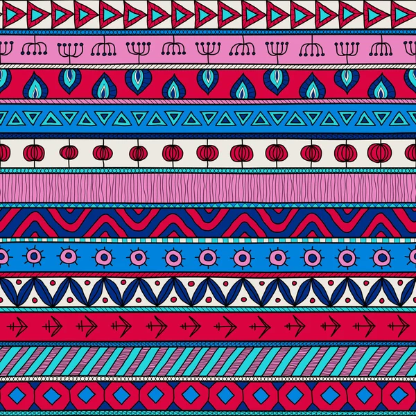 Motif tribal multicolore sans couture, style patchwork ethnique indien ou africain — Image vectorielle