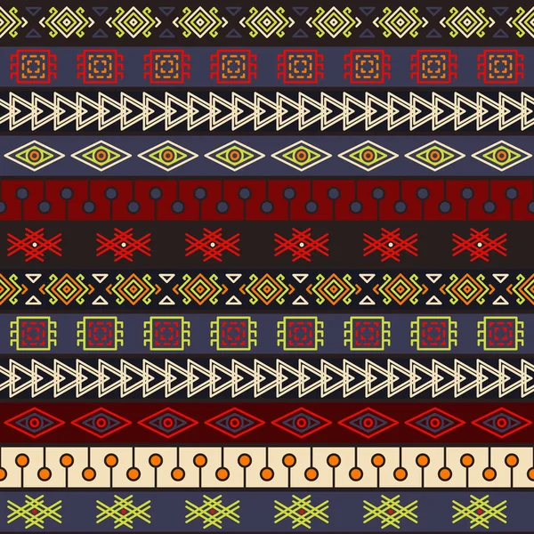 Tribal stickad sömlös mönster, indiska eller afrikanska etniska patchwork stil — Stock vektor