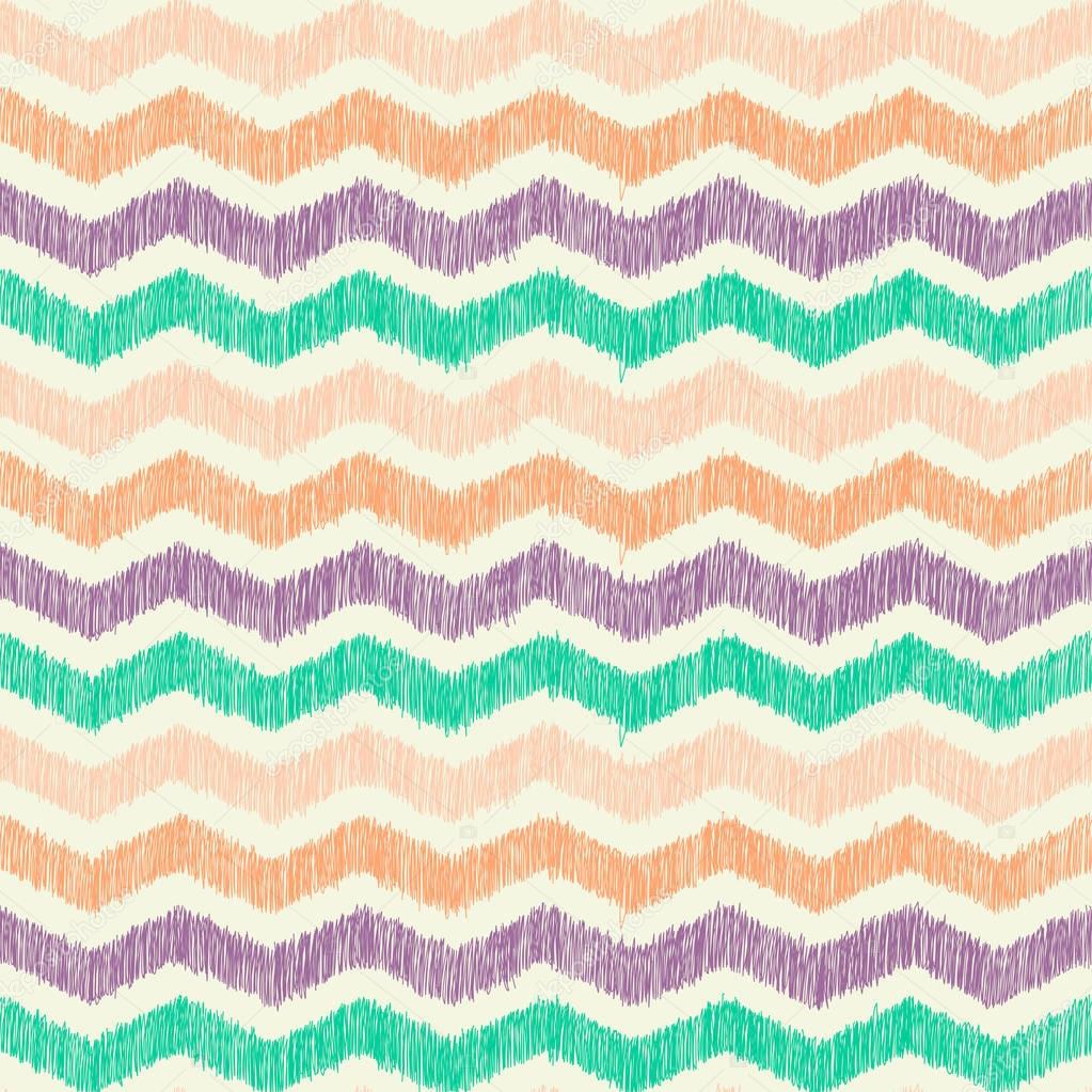 Abstract zig zag seamless pattern with hand drawn texture