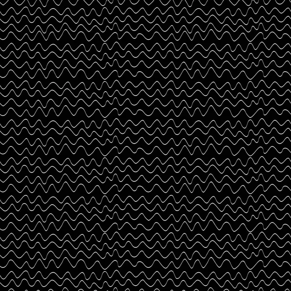 Black White Waves Contour Hand Drawn Zig Zag Seamless Pattern — Stock Vector