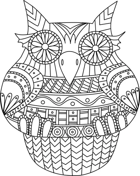 Immagine vettoriale del profilo del gufo. Strisce modello tribale. Uccello stile cartone animato per libro da colorare e altri . — Vettoriale Stock