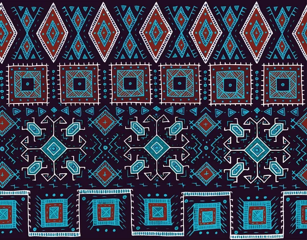 Modèle sans couture tribale. style timbre ethnique indien ou africain. Image vectorielle dessinée à la main pour textile, fond décoratif, papier d'emballage — Image vectorielle