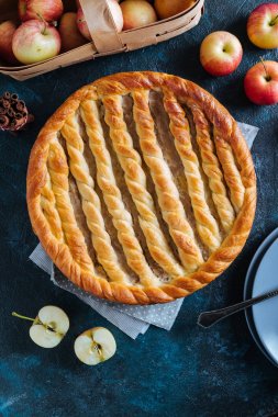 Apple pişirme, pasta, pasta, pasta elma, hamur işleri, tatlı, pasta, kek,