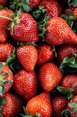 çilek yakın çekim, taze çilek, çilek Üstten Görünüm