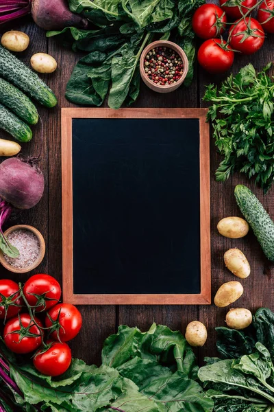 chalkboard around vegetables, food frame