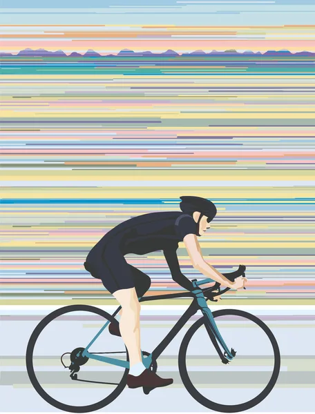 Ciclista en carrera de velocidad — Vector de stock