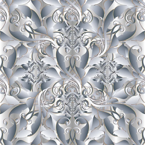 Baroque lumière 3d motif floral vecteur sans couture . — Image vectorielle