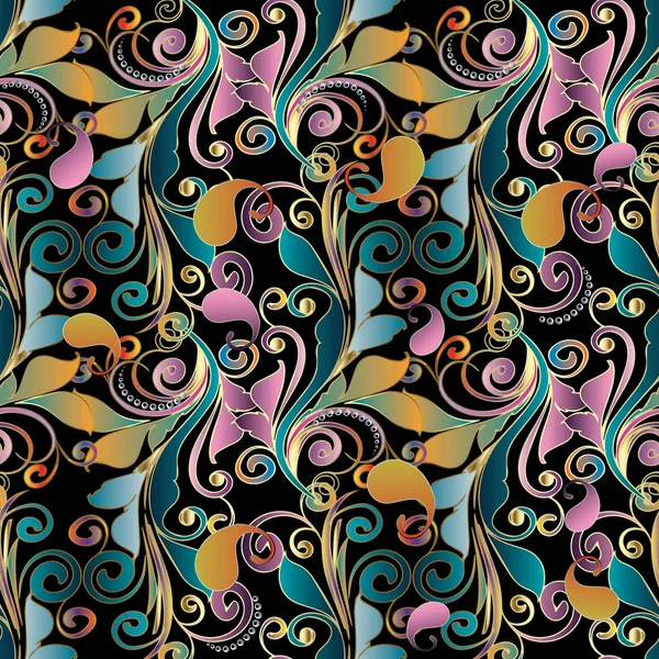 Paisley padrão sem costura floral colorido. Fundo vintage — Vetor de Stock