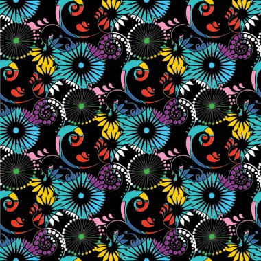Çiçek vintage vektör seamless modeli. Renkli arka plan