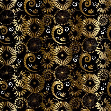 Çiçek soyut altın seamless modeli. Vintage vektör arka plan