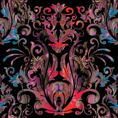 Barok vektör seamless modeli. Çiçek arka plan