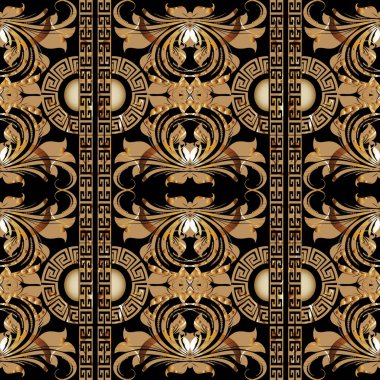 Barok çiçek Menderes vektör seamless modeli. 