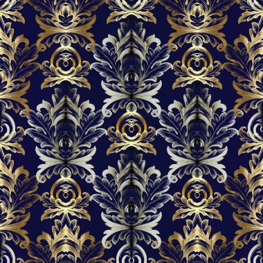 Altın gümüş Barok seamless modeli. Vektör çiçek