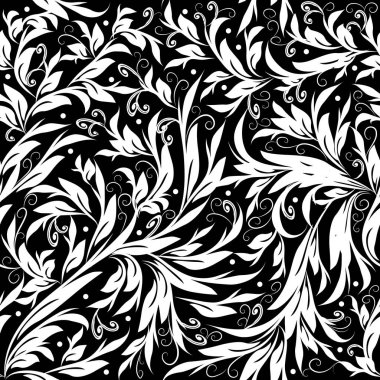 Çiçek siyah beyaz vektör seamless modeli. 