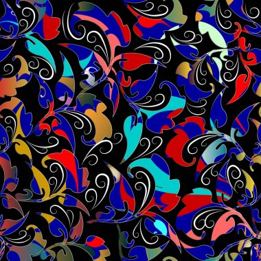 Renkli vektör paisleys seamless modeli. Çiçekler arka plan