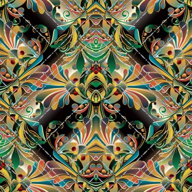 Soyut çiçek çizgili seamless modeli