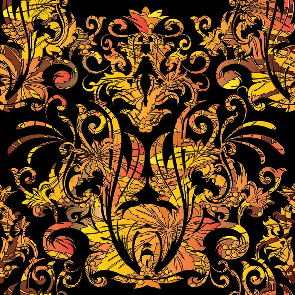 バロックのベクターのシームレスなパターン。ヴィンテージの花の背景 — ストックベクタ