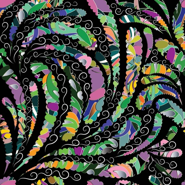 Farbenfrohe Blumen Paisley nahtlose Muster. Vektorblumen — Stockvektor