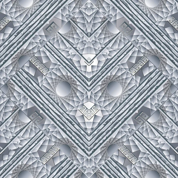白の幾何学的蛇行シームレス パターン ベクトル — ストックベクタ
