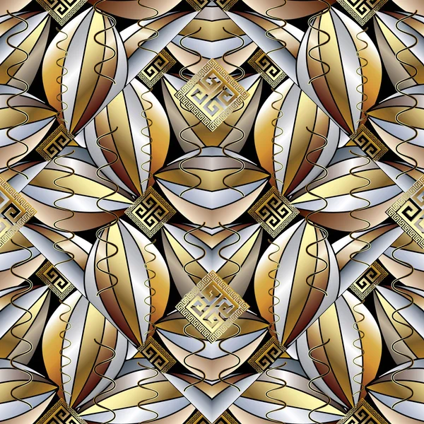 Moderne abstrakte 3D nahtlose Muster. Vektormäander Hintergrund. — Stockvektor