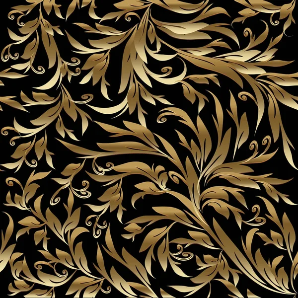 ヴィンテージ ゴールドの葉ベクターのシームレスなパターン. — ストックベクタ