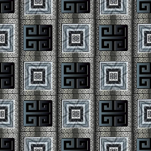 Antique grec vecteur clé motif sans couture. Moderne géométrique 3d — Image vectorielle