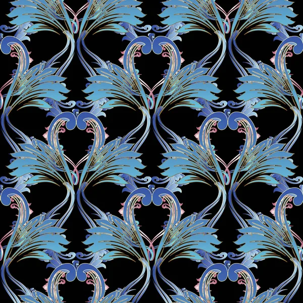 Çiçek damasko seamless modeli. Vektör antika arka plan. 