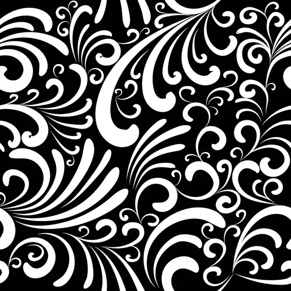 Aislado negro blanco vector floral patrón sin costuras . — Vector de stock