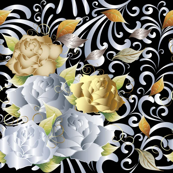 Gül çiçek vektör seamless modeli. Antika arka plan. 