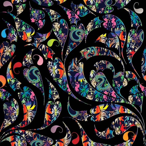 Patrón sin costura paisley colorido. Fondo floral vectorial — Archivo Imágenes Vectoriales