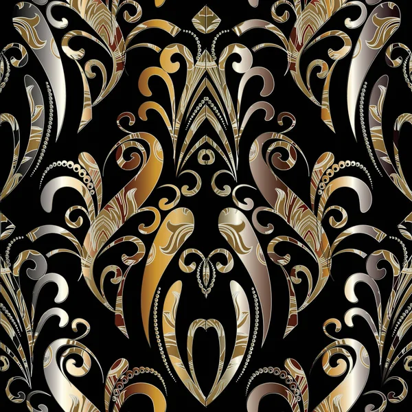 Eleganz königlichen floralen nahtlosen Muster. Vektor Goldblumen — Stockvektor