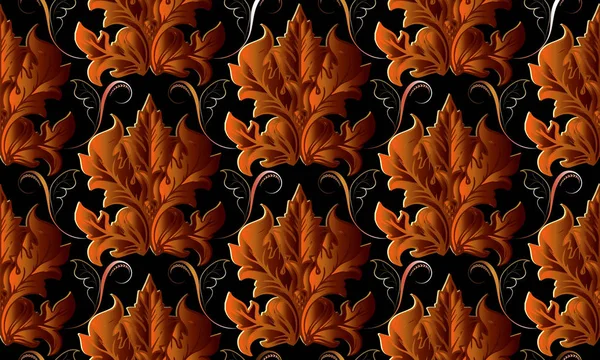 バロックのベクターのシームレスなパターン。アンティーク花の装飾品 — ストックベクタ