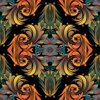 Renkli Barok seamless modeli. Çiçek vektör arka plan