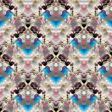 Renkli vintage 3d seamless modeli. Vektör çiçek arka plan.