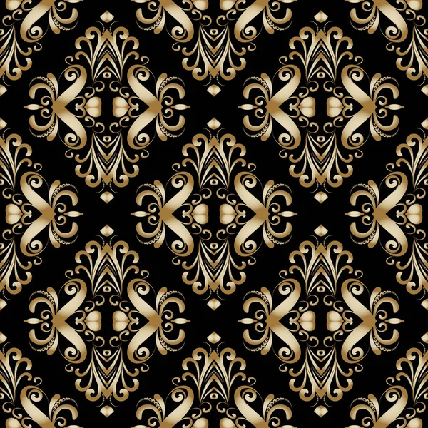 ダマスク織のシームレスなパターン。花ビンテージ ベクトルの背景 — ストックベクタ