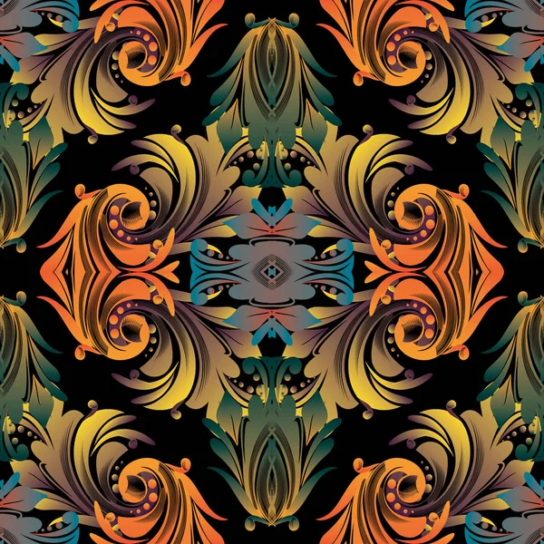 Renkli Barok seamless modeli. Çiçek vektör arka plan