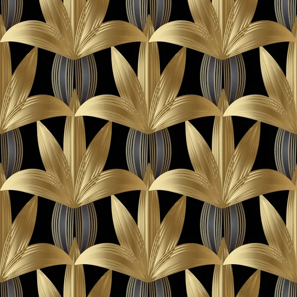 Fleurs rayées modernes motif sans couture. Fleurs vectorielles — Image vectorielle
