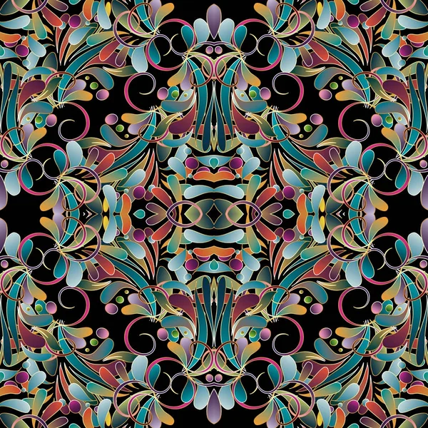 Vintage floral patrón inconsútil colorido. Fondo de Damasco — Archivo Imágenes Vectoriales