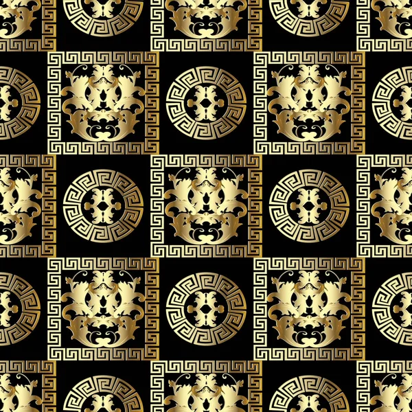 Menderes Yunan anahtar süslemeli altın Barok seamless modeli