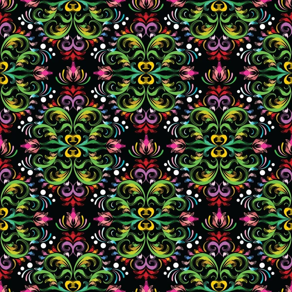 Patrón sin costura damasco floral. Vector barroco fondo — Vector de stock