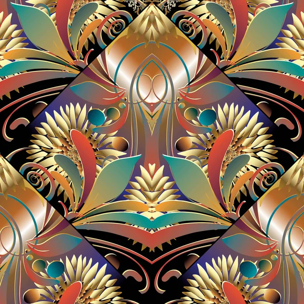 Modern parlak çiçek seamless modeli. Vektör renkli ayçiçeği