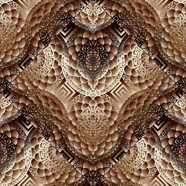 モダンな花 3 d のシームレスなパターン。抽象的な幾何学的な背景 — ストックベクタ