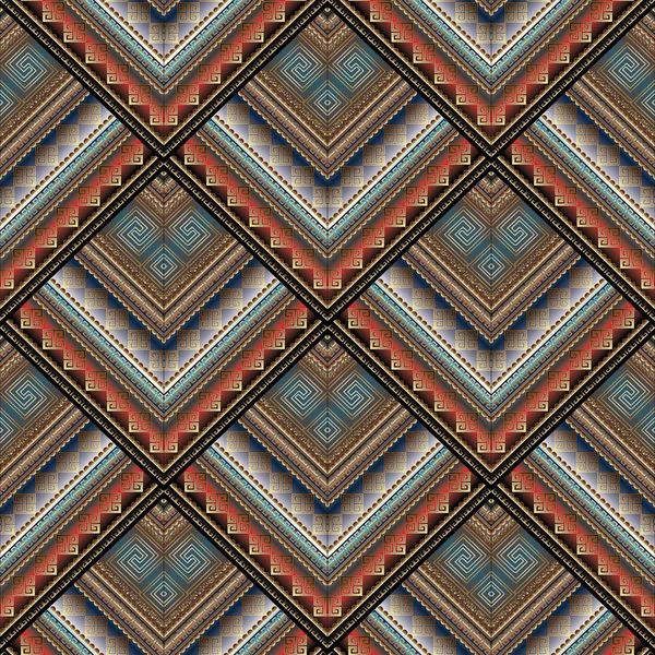 Tribal geometriska meander sömlösa mönster. Vector grekiska nyckel — Stock vektor