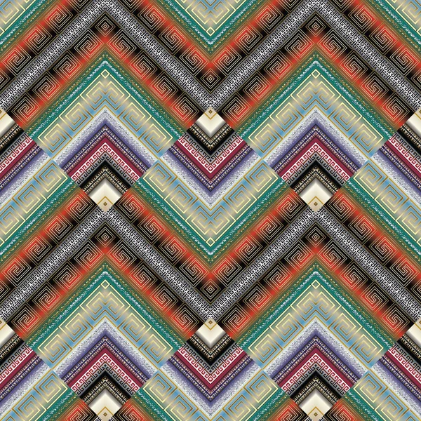 Rayé tribal géométrique grec motif sans couture clé . — Image vectorielle