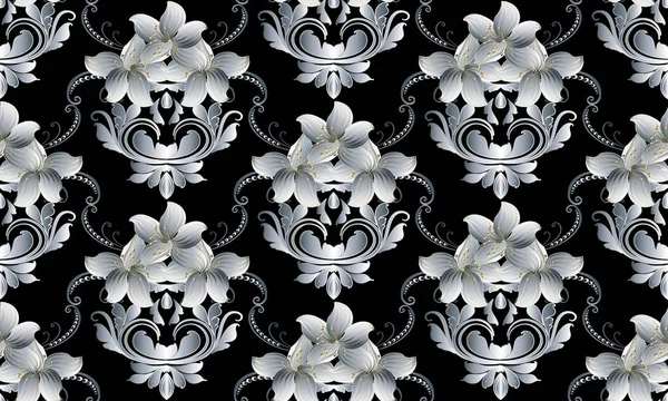 Vintage naadloze bloemmotief. 3d bloemen achtergrond vector — Stockvector