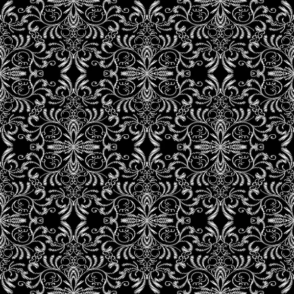 Floral tapijt naadloze patroon. Borduurwerk damast bloemen — Stockvector