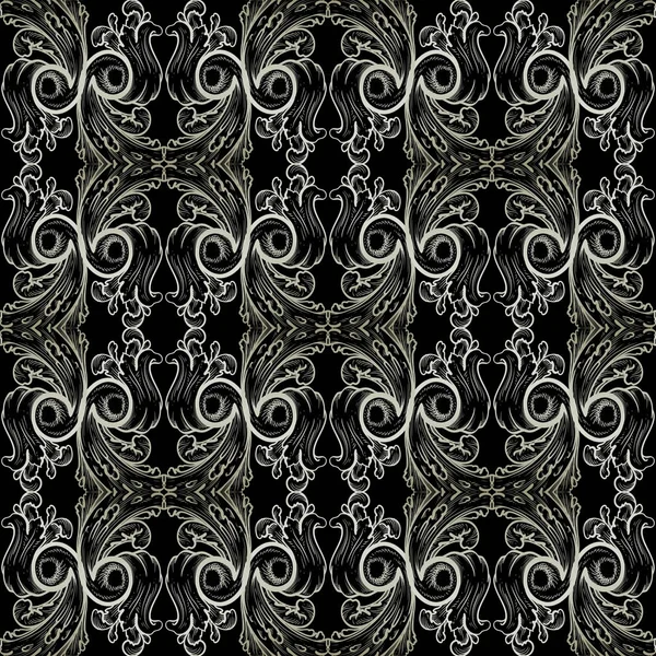 Barocke Vektor nahtlose Muster. Damast floralen Hintergrund — Stockvektor