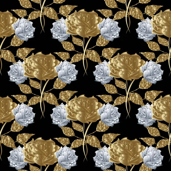 Floral roses seamless pattern. Vector flowers background