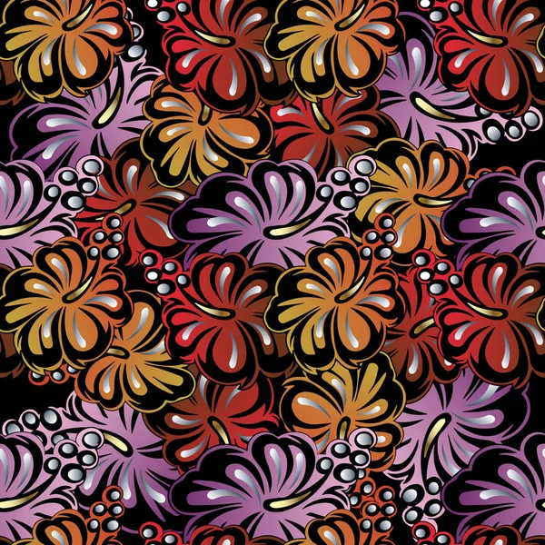 Patrón inconsútil floral abstracto colorido. Vector flores rojas — Vector de stock