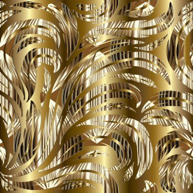 Vektör çiçek soyut altın seamless modeli.